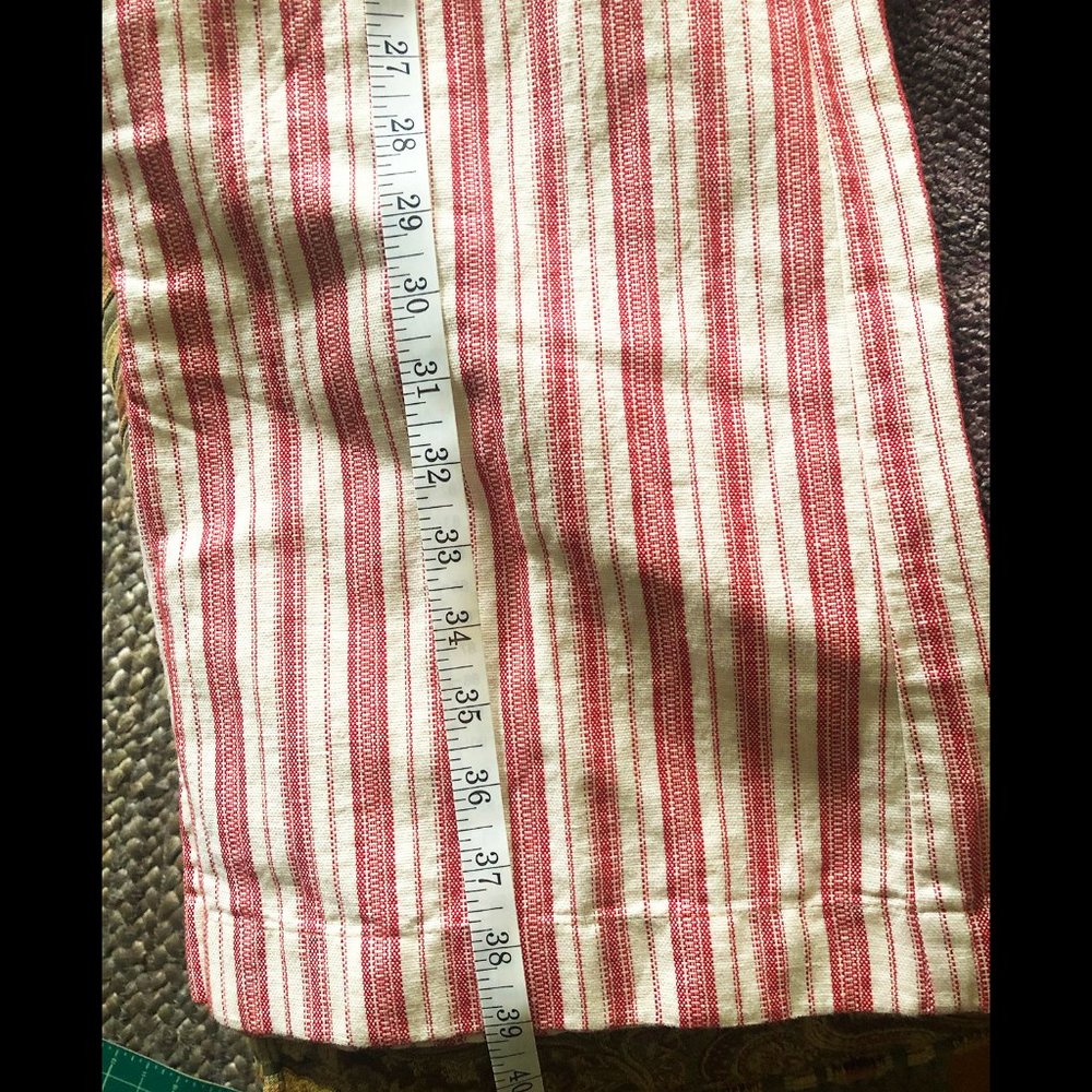 Express, Linen and Cotton, Red and Cream Striped Wide Leg Pant, Size 3/4 - Picture 10 of 11